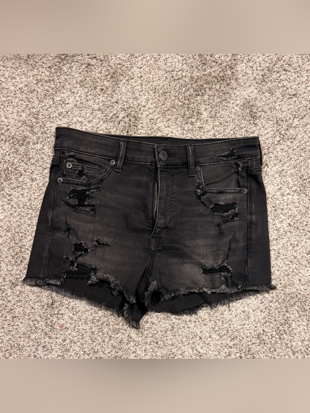 American Eagle Outfitters Black Distressed Denim Shorts